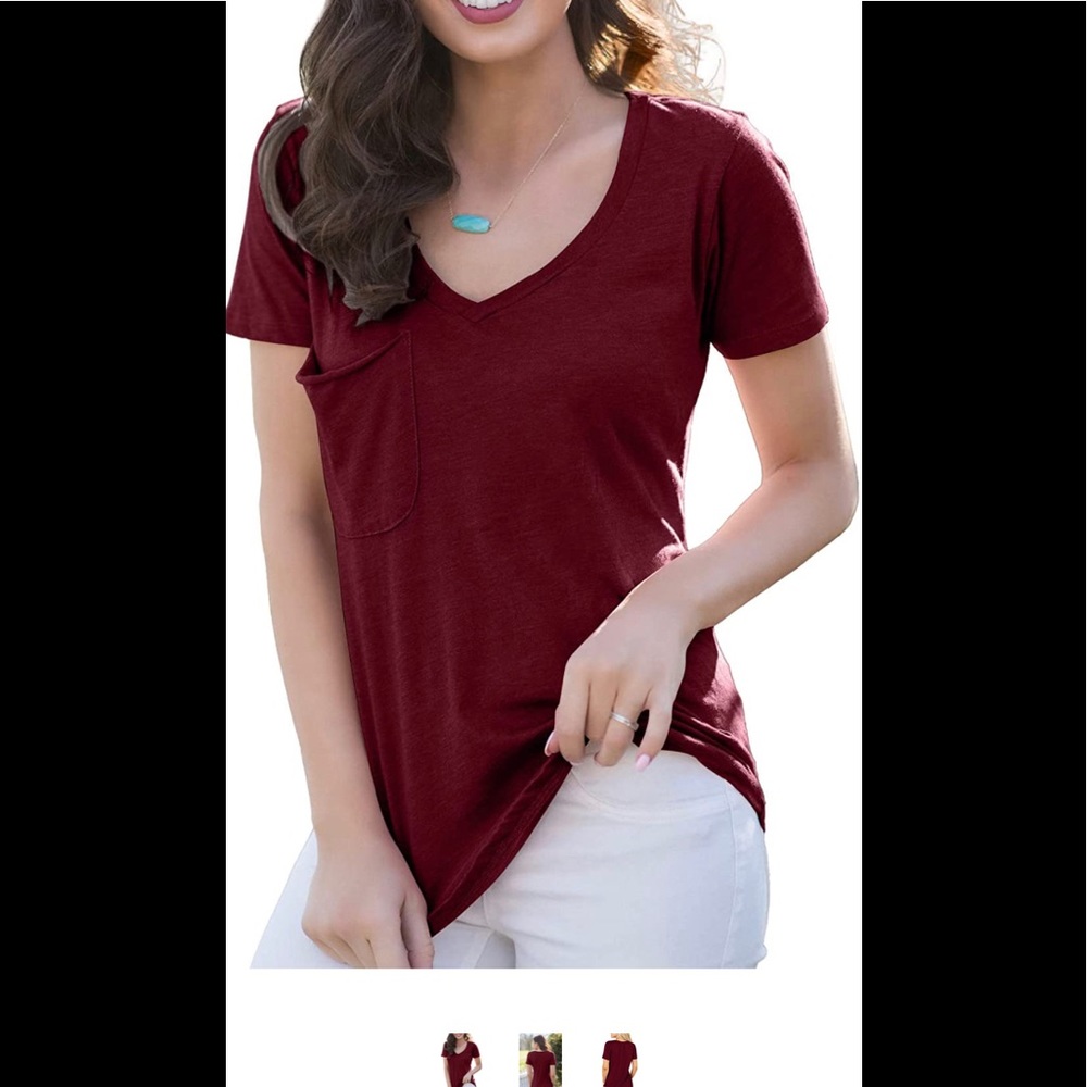 Red Pocket Tee Small - Picture 1 of 5